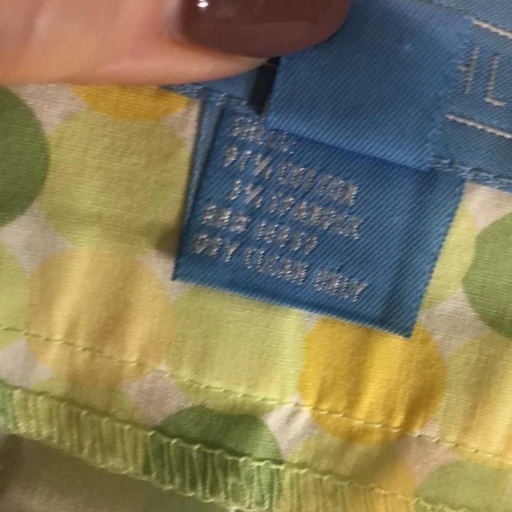 J McLaughlin Skirt Pleats Ribbon Detail  Size 10 Yellow Polka Dots